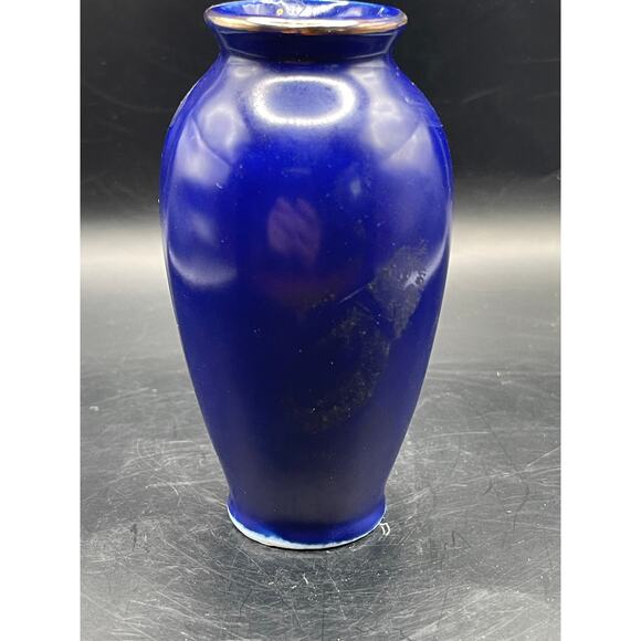 Vintage Blue Chinese Peacock Bird Asian Ceramic Vase 4" - Picture 4 of 6